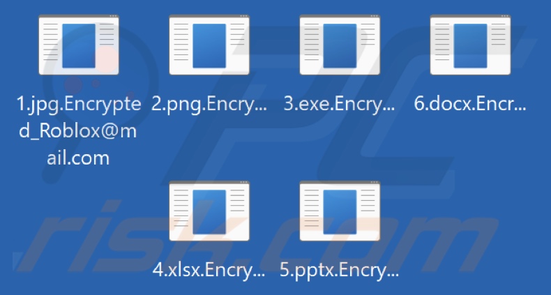 Files encrypted by Roblox ransomware (.Encrypted_Roblox@mail.com extension)
