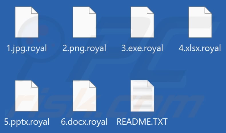 Files encrypted by Royal ransomware (.royal extension)