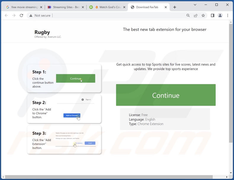 Website used to promote Rugby Start browser hijacker