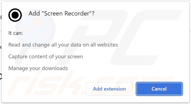 Screen Recorder adware asking for permissions