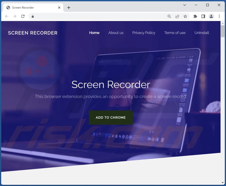 Website promoting Screen Recorder adware