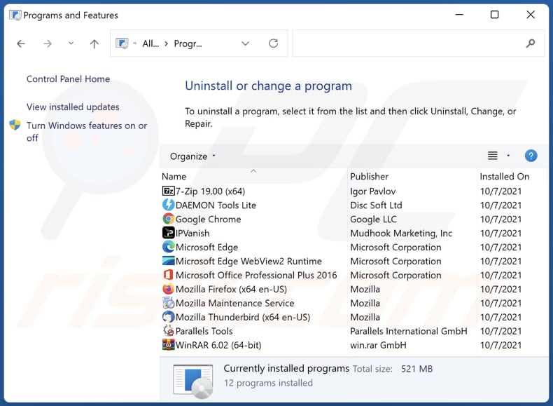 securesearch.pro browser hijacker uninstall via Control Panel