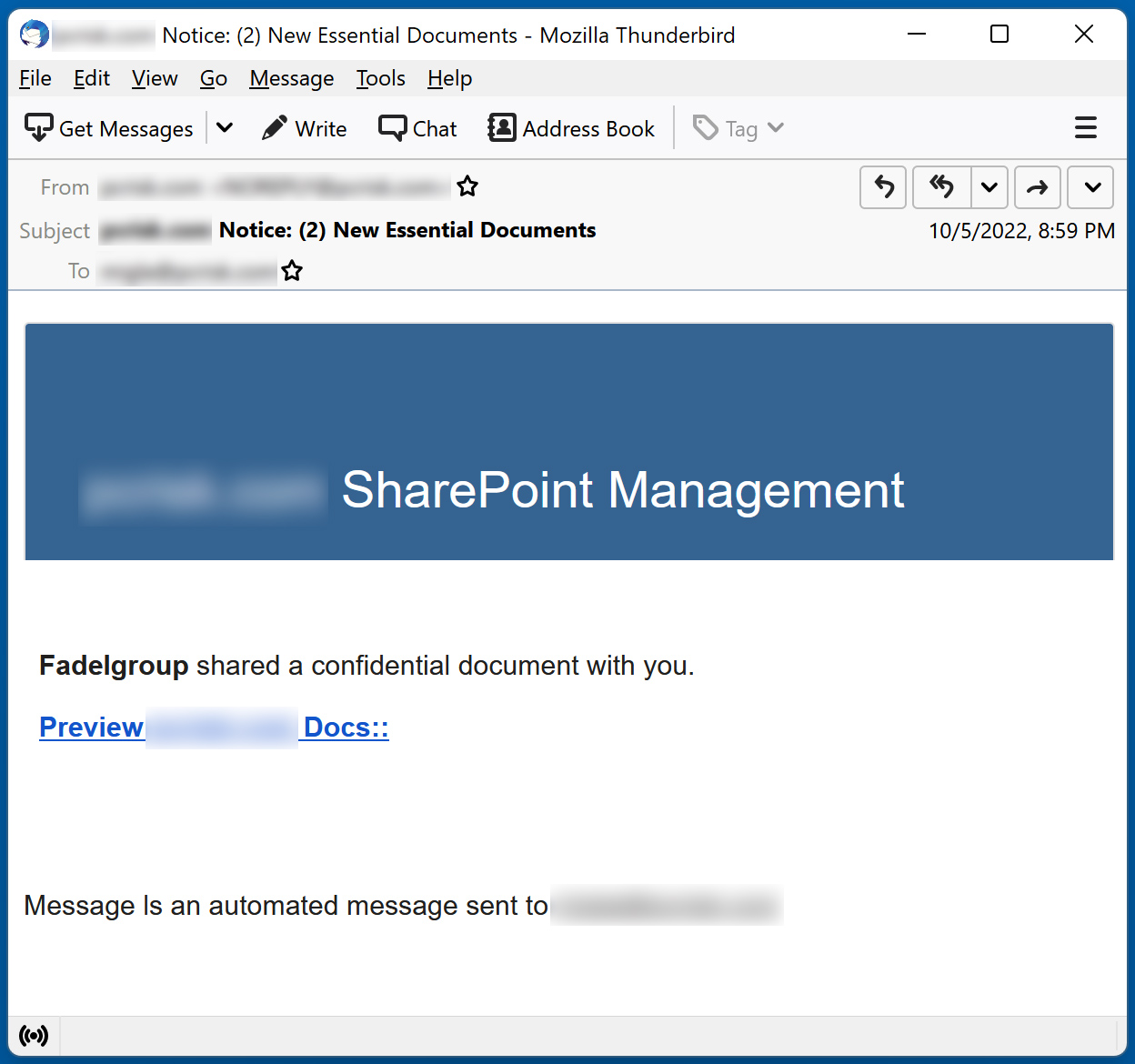 SharePoint-themed spam email (2022-10-06)