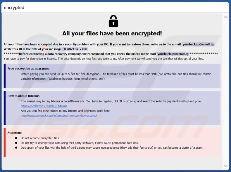 T_TEN ransomware ransom note (pop-up window)