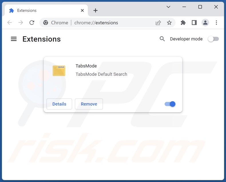 Removing tabsmode.xyz related Google Chrome extensions