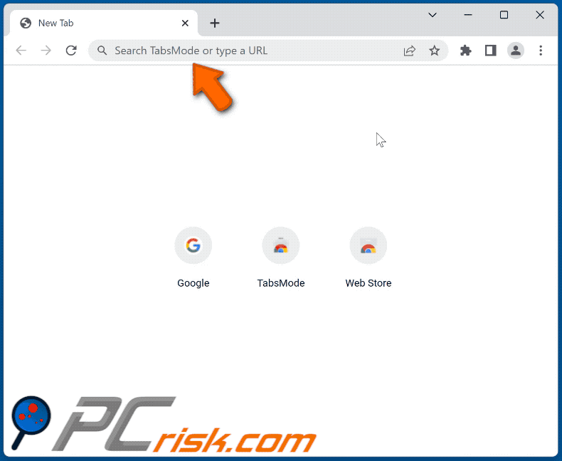 TabsMode browser hijacker redirecting to Google (GIF)