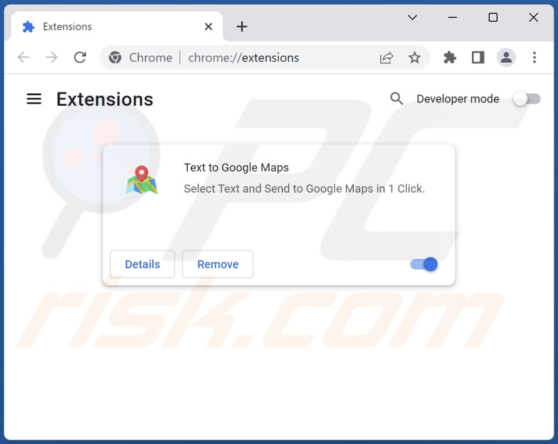 Removing Text to Google Maps ads from Google Chrome step 2
