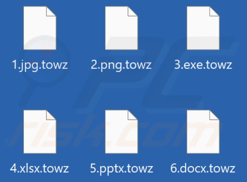 Files encrypted by Towz ransomware (.towz extension)