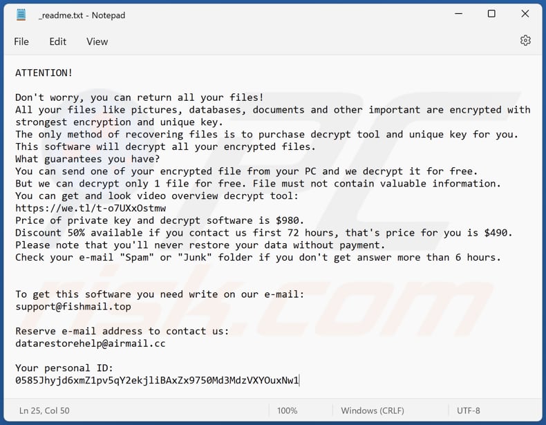 Tury ransomware text file (_readme.txt)