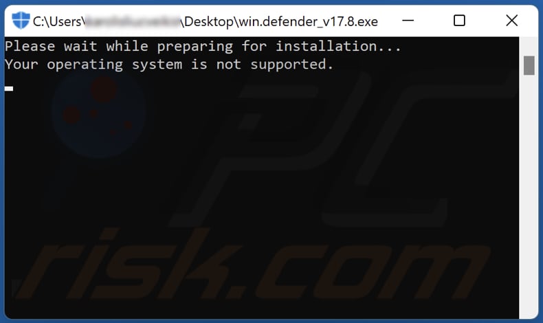 update windows defender pop-up scam window that pops up after execution of downloaded file