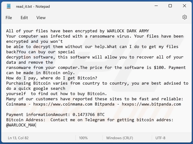 WARLOCK DARK ARMY ransomware ransom note (read_it.txt)