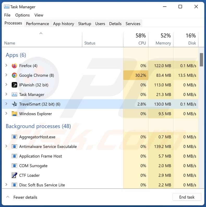 wikitravel travelsmart adware process running in task manager