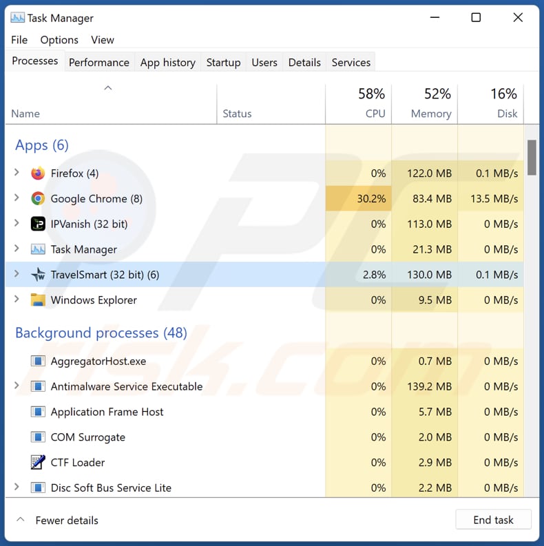 wikitravel travelsmart adware process running in task manager