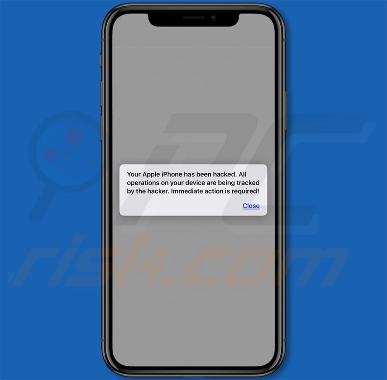 Your Device Apple iPhone Has Been Hacked scam initial pop-up