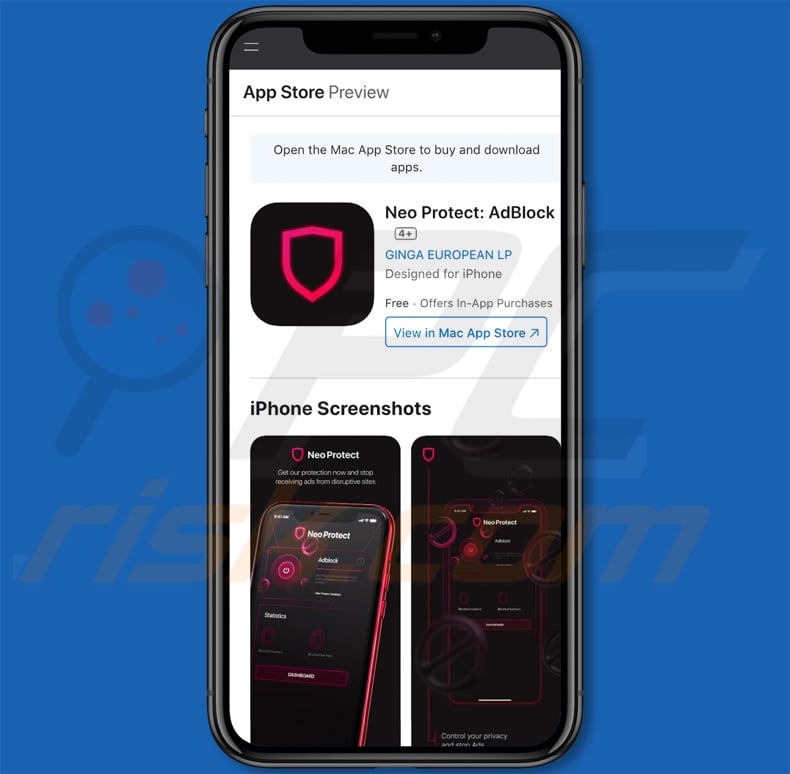 Your Device Apple iPhone Has Been Hacked scam promoted application