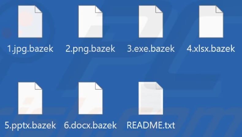 Files encrypted by Bazek ransomware (.bazek extension)