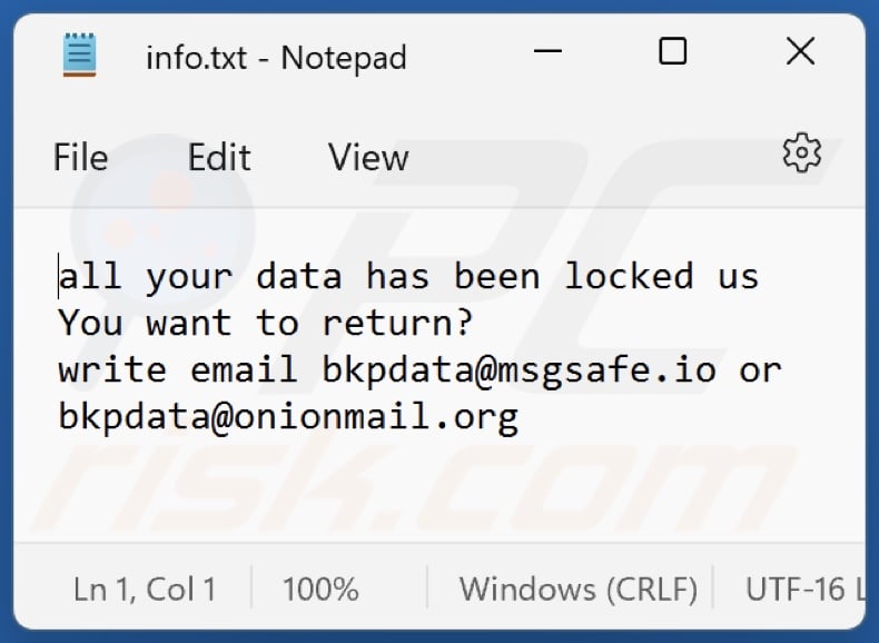 bDAT ransomware text file (info.txt)