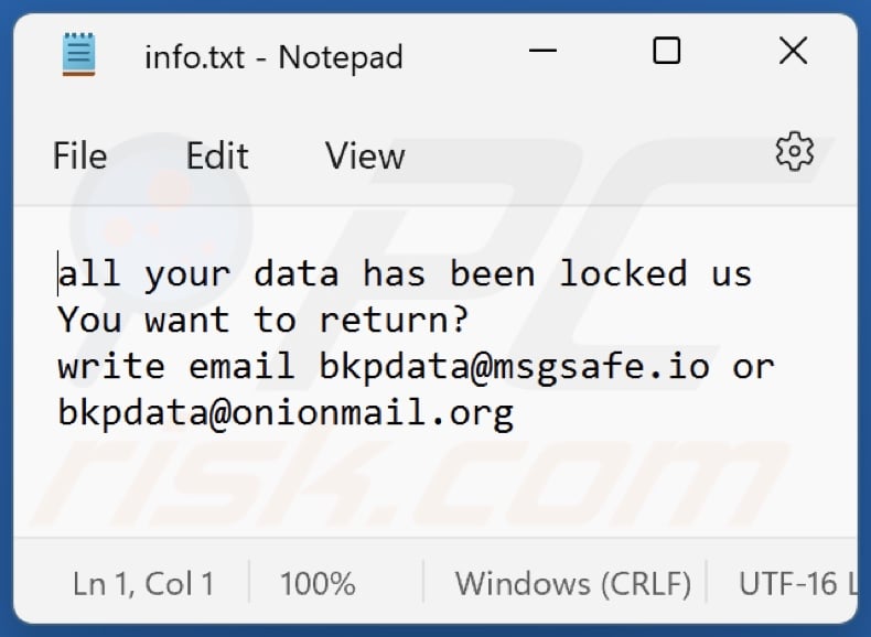 bDAT ransomware text file (info.txt)