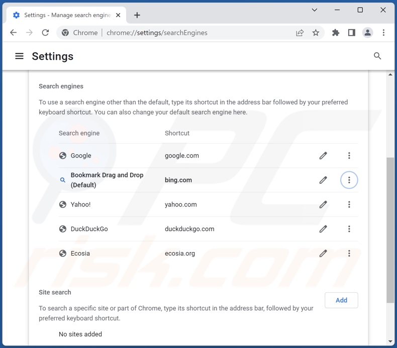 Changing Google Chrome default search engine