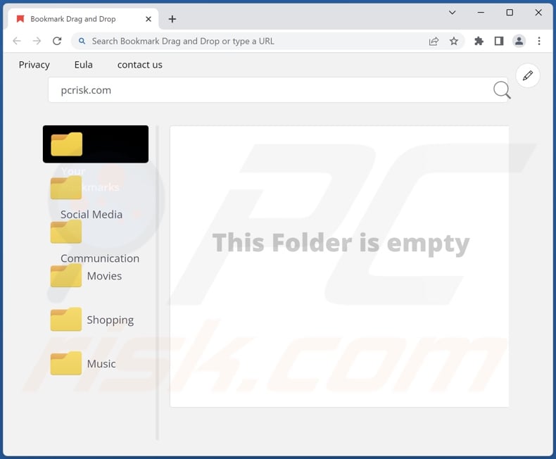 Bookmark Drag and Drop browser hijacker homepage