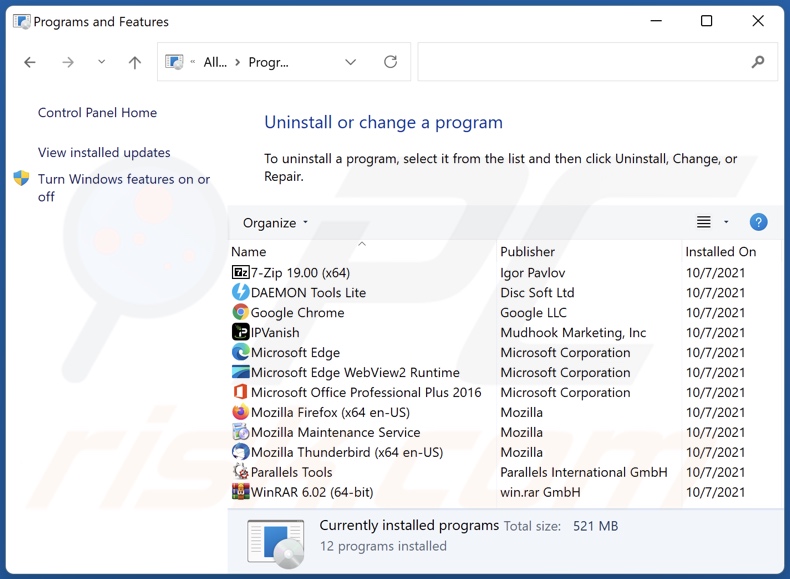 Bookmark Drag and Drop browser hijacker uninstall via Control Panel