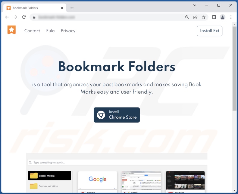 Website used to promote Bookmark Drag and Drop browser hijacker 2