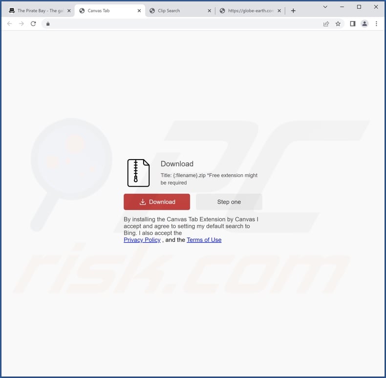 Deceptive website used to promote Canvas Tab browser hijacker