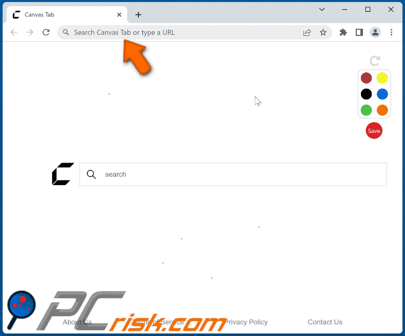 Canvas Tab browser hijacker redirecting to Bing (GIF)