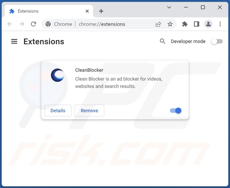 Removing CleanBlocker ads from Google Chrome step 2