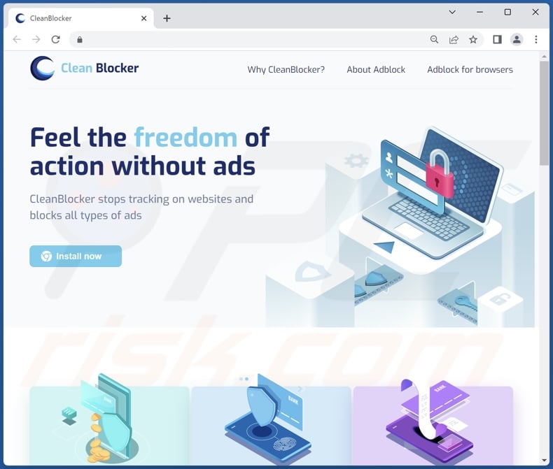 Website promoting CleanBlocker adware