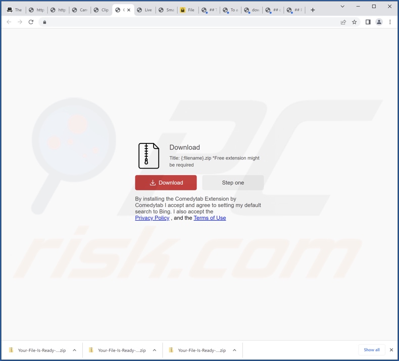 Deceptive website used to promote ComedyTab browser hijacker