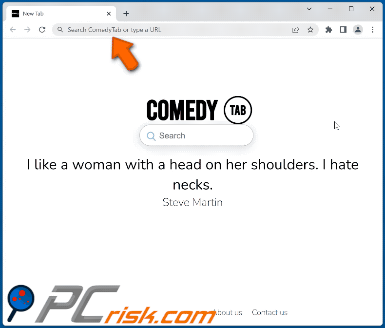 ComedyTab browser hijacker redirecting to find.wsrc-now.com (GIF)