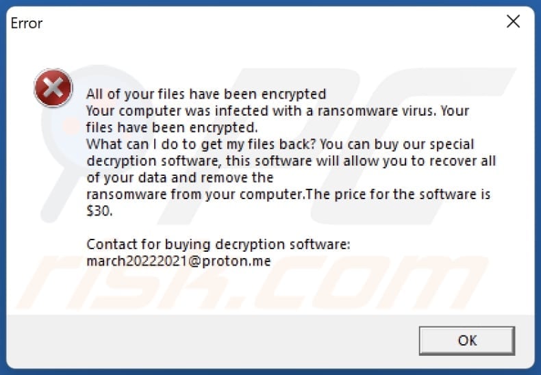 crysphere ransomware ransom note pop up window