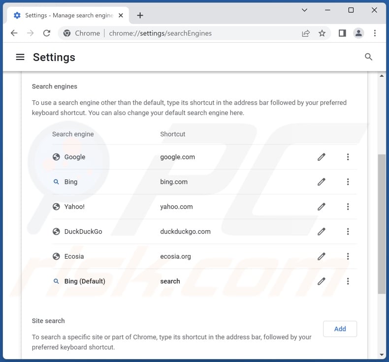 Removing CustomSearch from Google Chrome default search engine