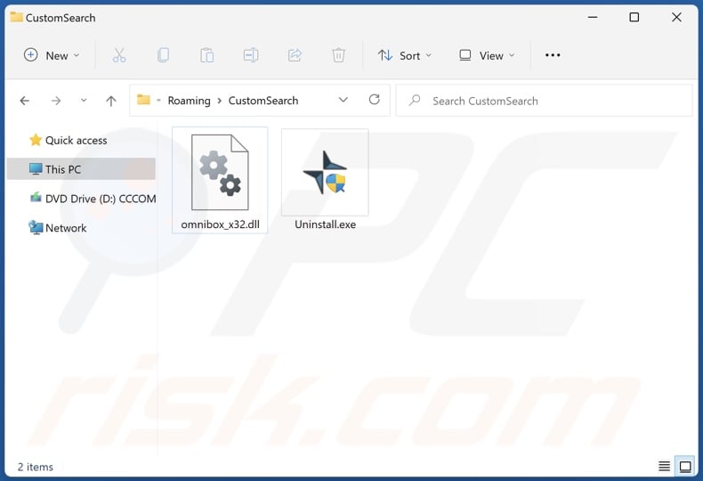 CustomSearch browser hijacker install folder
