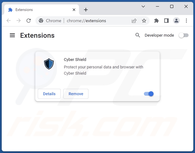 Removing Cyber Shield ads from Google Chrome step 2