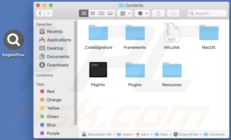 EngineFlow adware install folder