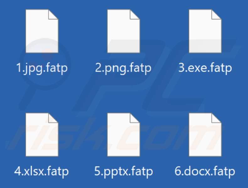 Files encrypted by Fatp ransomware (.fatp extension)