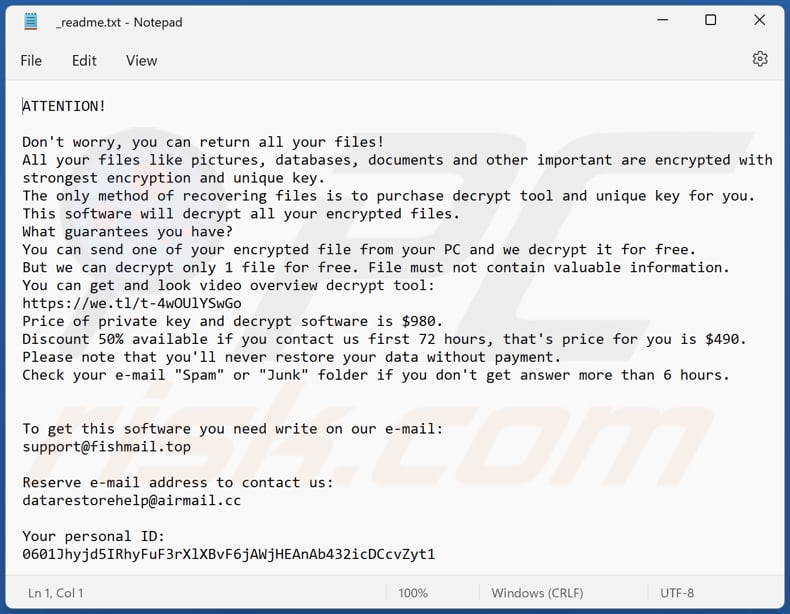 Fatp ransomware text file (_readme.txt)