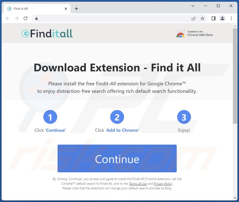 Website used to promote FindIt-All browser hijacker