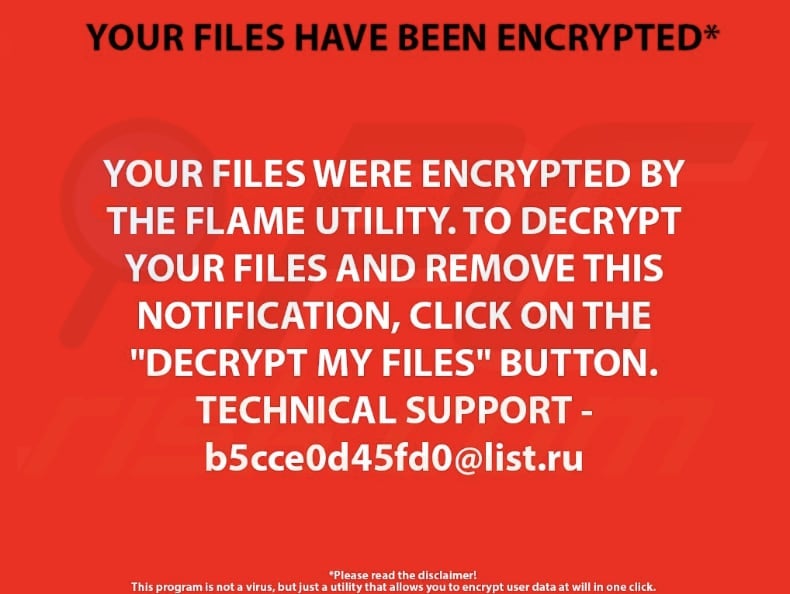 Flame ransomware wallpaper