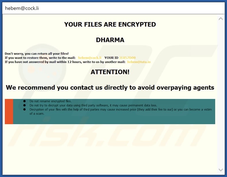 HBM ransomware ransom note (pop-up)