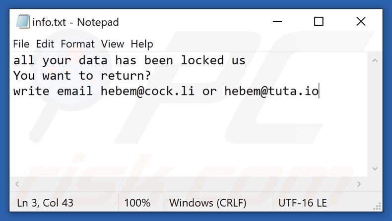 HBM ransomware text file (info.txt)