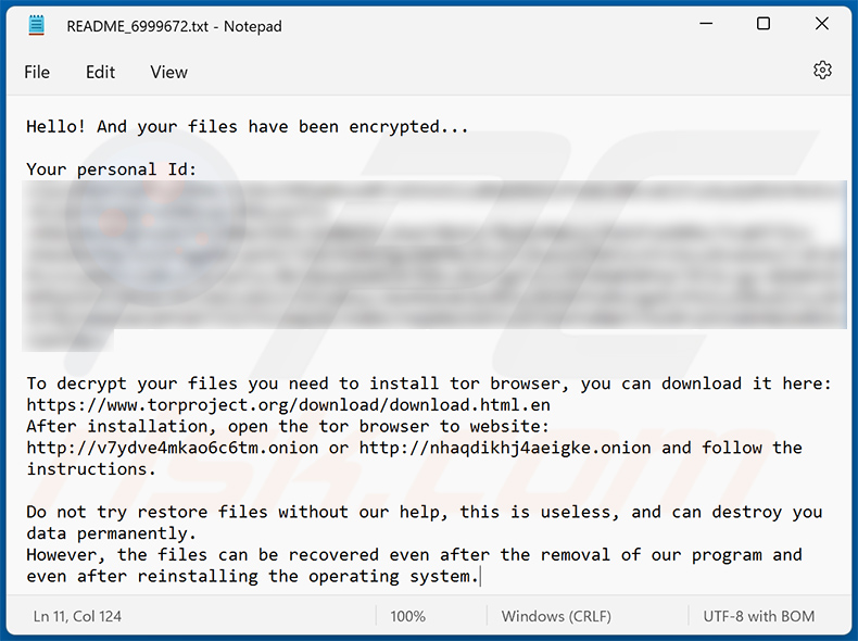 HORNET ransomware note (2022-11-14)