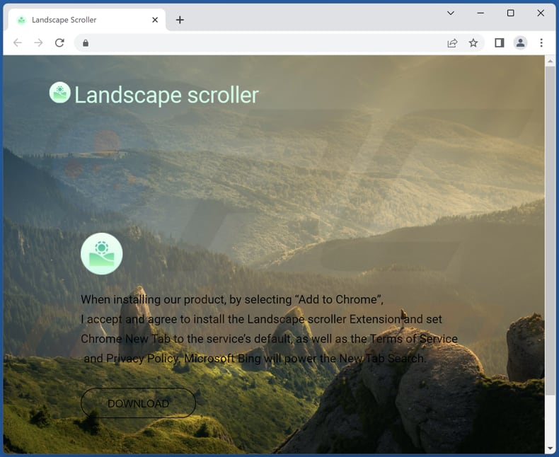 Second website used to promote Landscape Scroller browser hijacker