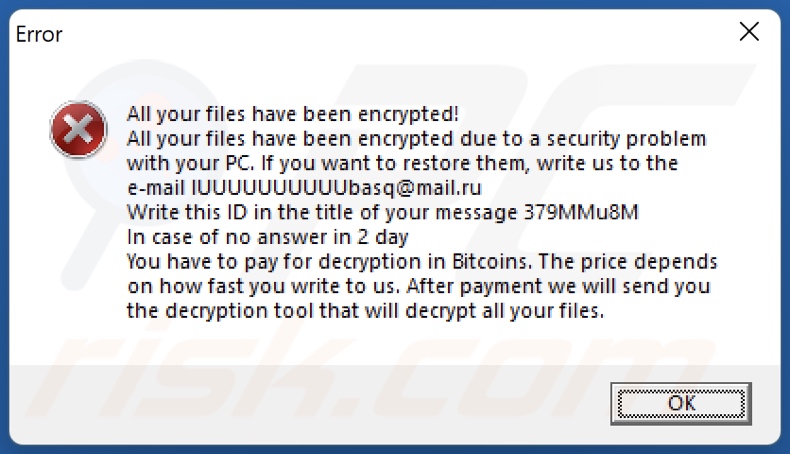 lUUUUUUUUU ransomware ransom note (pop-up)