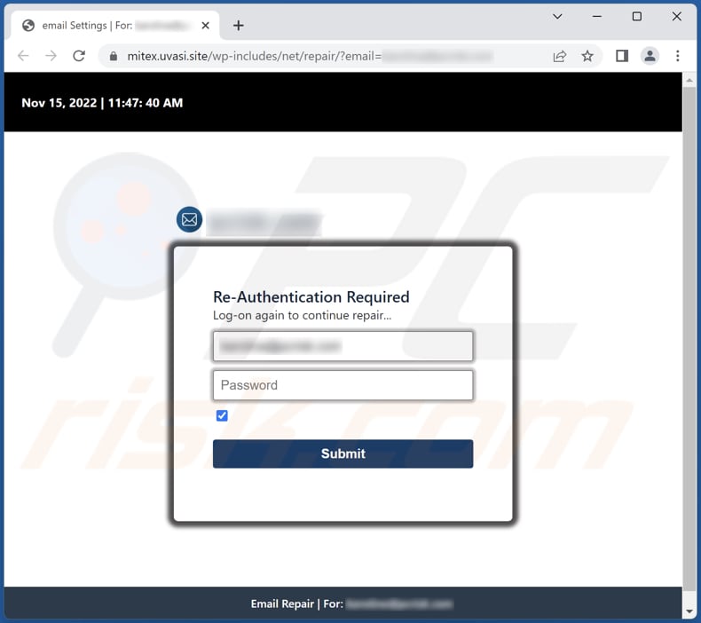 mail error scam phishing website