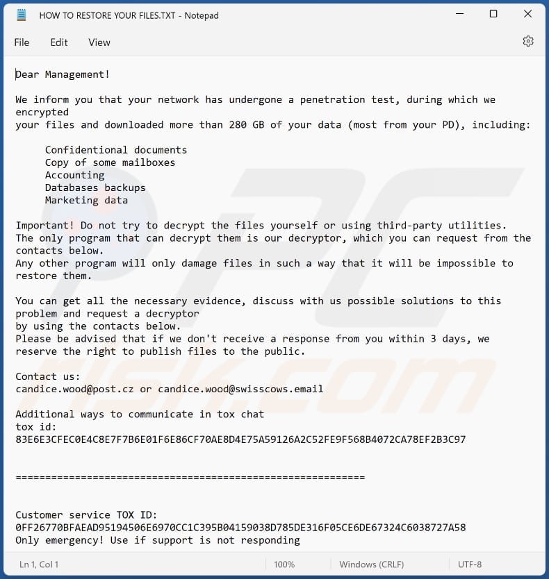 Mnlywjzi ransomware text file (HOW TO RESTORE YOUR FILES.TXT)