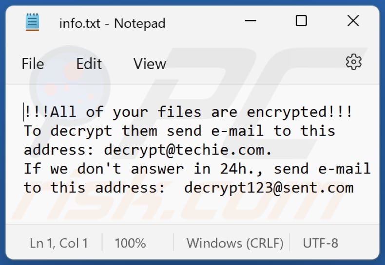 MNX ransomware text file (info.txt)