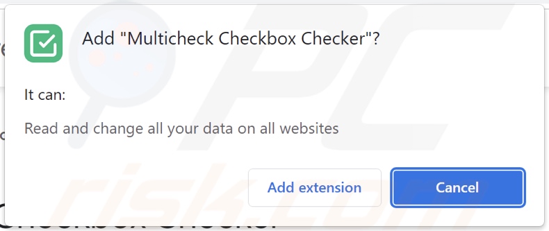 Multicheck Checkbox Checker adware asking for permissions